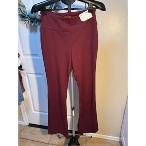 NEW STYLUS merlot color high rise flare leg full length leggings Size Large